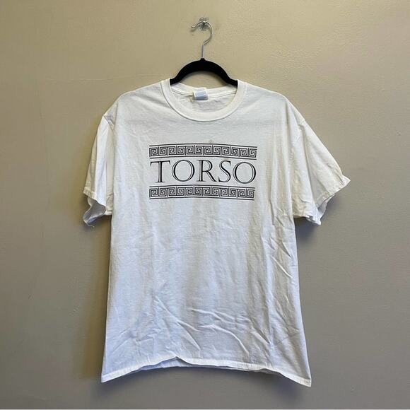 Vintage L TORSO short sleeve t-shirt Greek maze white - Picture 1 of 7
